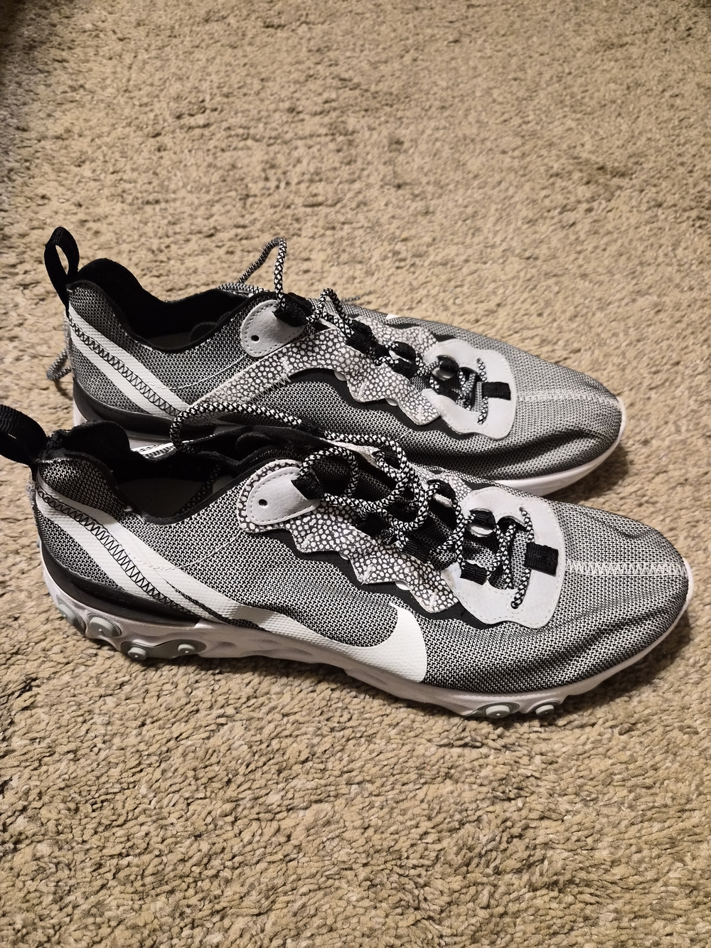 Nike React Element Style Mens Sneakers - Black, Gray & White